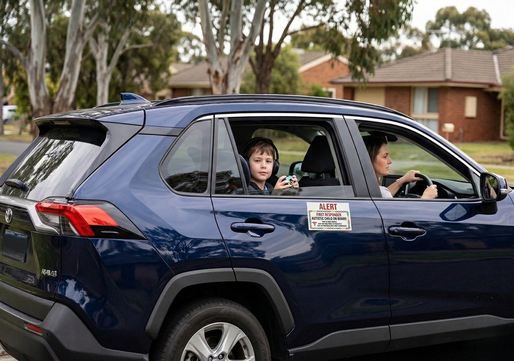 "Alert First Responder, Autistic Child on Board" car sticker - Price includes postage - Supporting Autism families