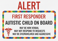 "Alert First Responder, Autistic Child on Board" car sticker - Price includes postage - Supporting Autism families