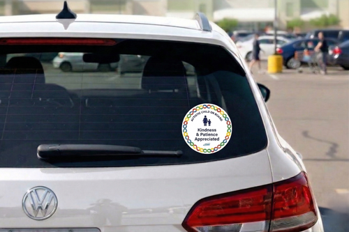 Large "Autistic Child on board" car sticker 170mm x 170mm  -  Price includes postage